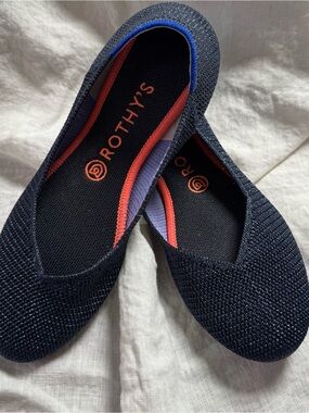 Rothy's Limited Edition EUC Navy Sparkle Classic Flats